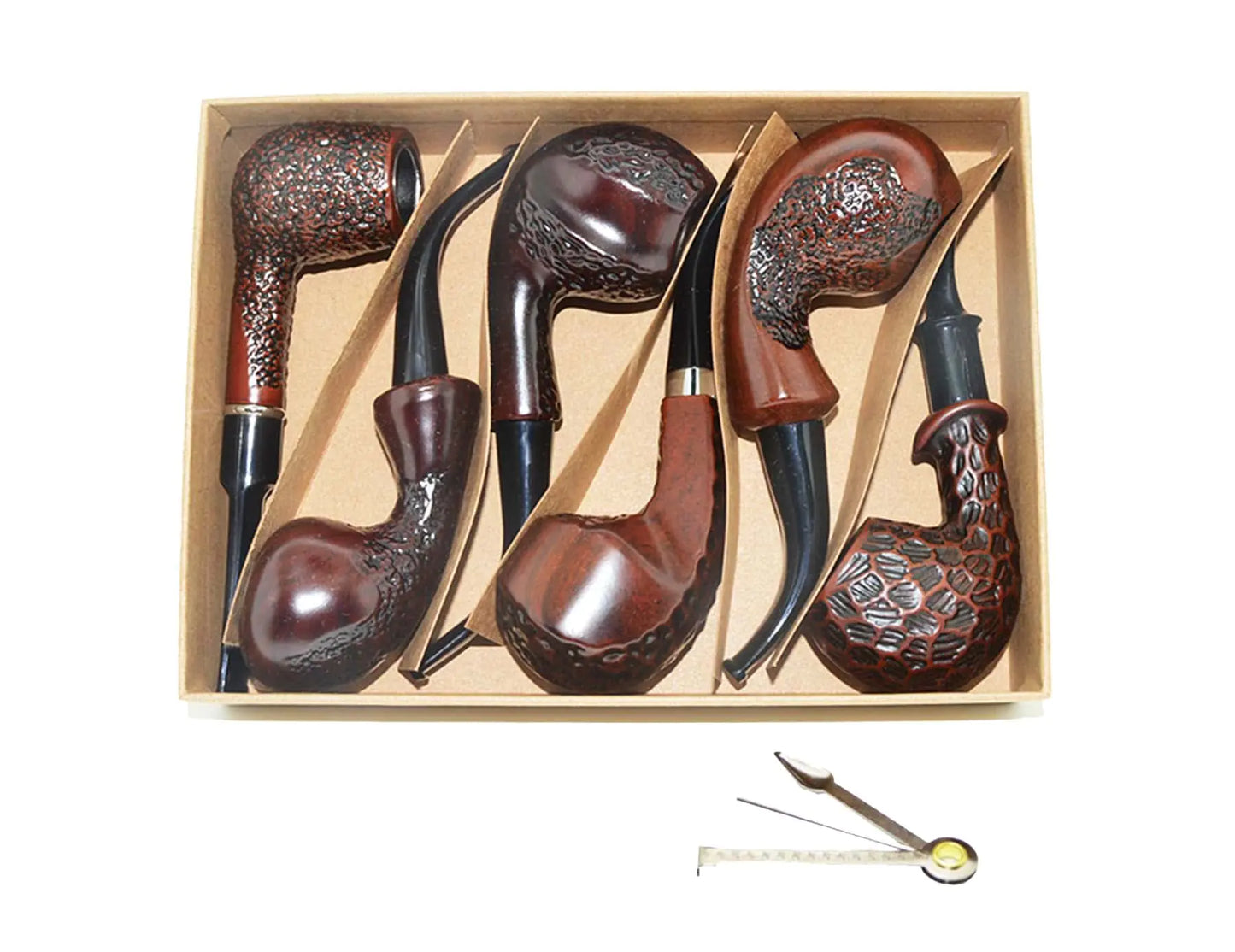 Anshinco Smoking pipe set of 6pcs smoking pipe gift box smoking pipe of steel & acrylic tobacco pipe (Box C)