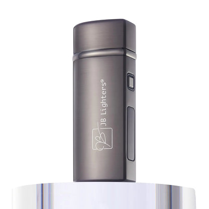 JB Lighter Brushed Black 3-Flame Butane Torch Lighter- Windproof & Waterproof Adjustable Jet Flame Lighters - Refillable Butane Gas One Touch Lighter - Electric Firing Backlit Butane Window