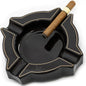 Cigar AshtrayCeramic Cigar Ash TrayBlack Portable AshtrayLarge Ashtray. Perfect cigar stand cigar ashtrays for outdoorscigar accessories for menHeavy cigar ashtrays (BTMN-CCZ)