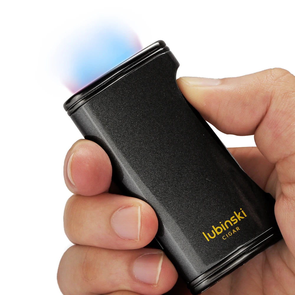 LUBINSKI Flat Flame Cigar Lighter Luxury Metal Butane Gas Torch Lighter High-end Design Cigar Accessories