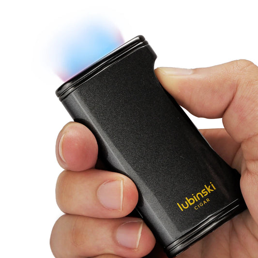 LUBINSKI Flat Flame Cigar Lighter Luxury Metal Butane Gas Torch Lighter High-end Design Cigar Accessories