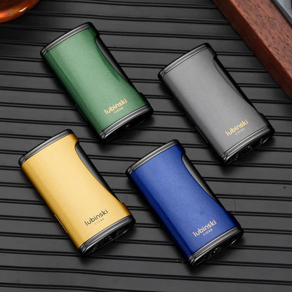 LUBINSKI Flat Flame Cigar Lighter Luxury Metal Butane Gas Torch Lighter High-end Design Cigar Accessories