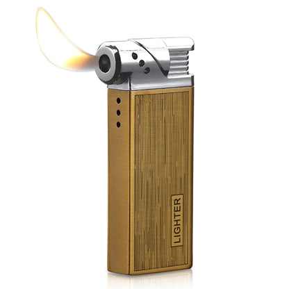 Adjustable Soft Flame Lighters Open Flame Refillable Butane Lighter Retro Metal Cool Gas Lighter Unique Gift for Men Women for Candle Grill Fireplace (Without Butane) (Gold)