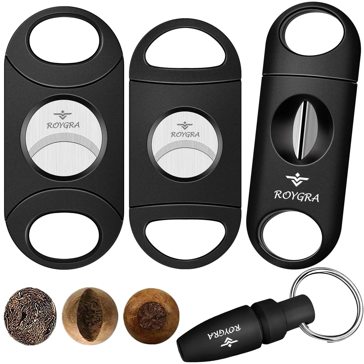 roygra Cigar Cutter Set Enlarge 65 Ring Guillotine Guillotine Enlarge V-Cut Cigar Punch (Set of 4)