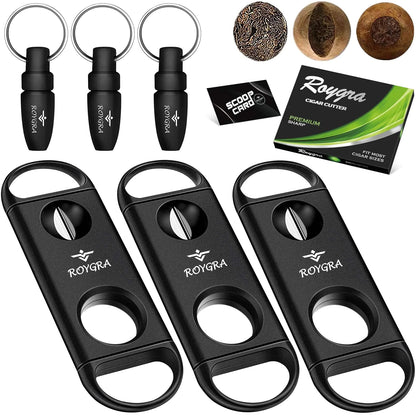 roygra Cigar Cutter Set 2 in 1 V-Cut & Guillotine Cigar Punch - 6 Pack