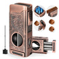 Tesonway Cigar Torch Lighter 4 Jet Flame Cigar Lighter with Cigar Cutter V Cut Cigar Accessories Cigar Holder Cigar Punch Cigar Draw Enhancer Windproof Refillable Butane Lighter Cigar Gifts for Men
