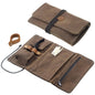 Tobacco Smoking Pipe Pouch Waxed Canvas Pipe RollTobacco Pipe Pouch Case BagHandmade Tobacco Pouch Smoking Pipe Storage Organizer with Tobacco Pipe Stand Filters Cleaning Tools(Not Include Pipes)