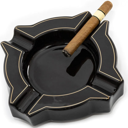 Cigar AshtrayCeramic Cigar Ash TrayBlack Portable AshtrayLarge Ashtray. Perfect cigar stand cigar ashtrays for outdoorscigar accessories for menHeavy cigar ashtrays (BTMN-CCZ)