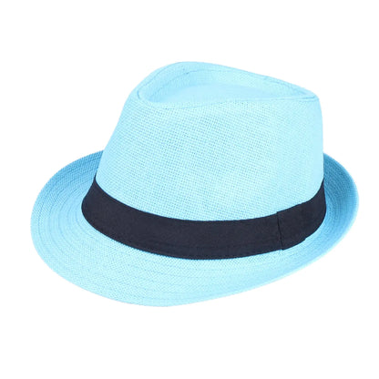 Unisex Fedora Hat Trilby Cuban Sun Protection Short Brim (US Alpha Large X-Large Turquoise)