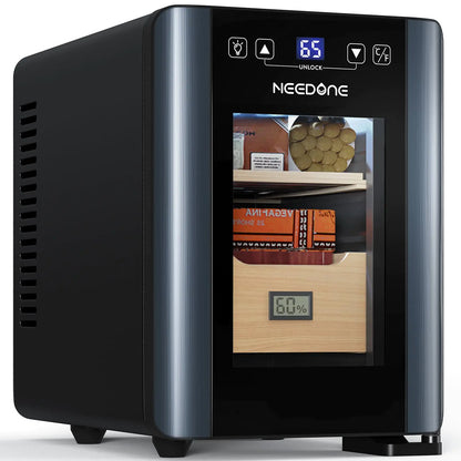 NEEDONE Electric Cigar Humidor 8L with Heating and Cooling Quiet Control System Thermostatic Cabinet Humidor Box with Spanish Cedar Wood Shelves & Drawer with Hygrometer Gift for Men…