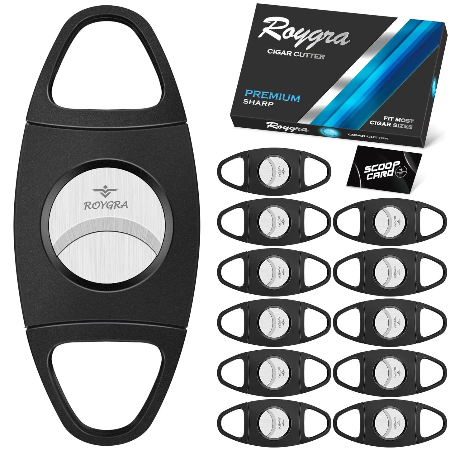 roygra Cigar Cutter Enlarge 65 Ring Fit Almost Cigar Sizes Guillotine Double Blade - Set of 12
